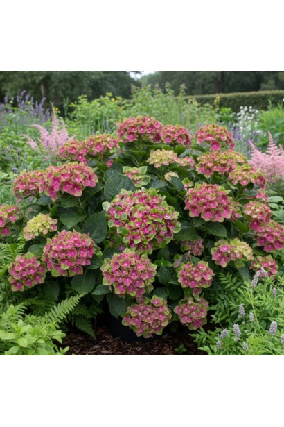 Гортензія широколиста Шлосс Вакербарт в ландшафті